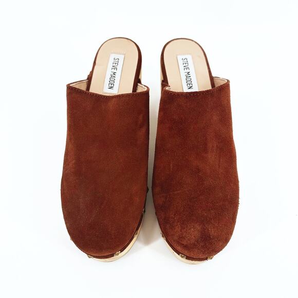Steve Madden Brooklyn Platform Suede Leather Clogs 8.5M Boho Hippie Festival - Picture 5 of 9